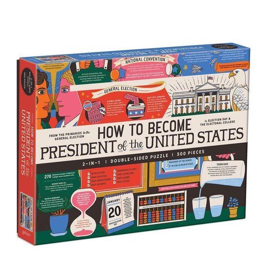Galison How To Become President Of The United States 500 Piece Double-sided Puzzle