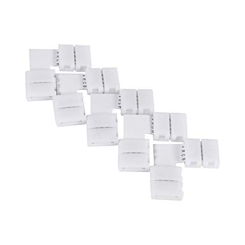 Fdit 5 stuks L-vormige 4 pinnen 10 mm soldeervrije hoekverbinders adapter voor RGB 5050 led-lichtstrips