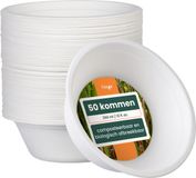 Haago – 50 Suikerriet Schalen, 350ml – Sterk Bagasse Papier – Biologisch Afbreekbaar & Thuis Composteerbaar – Voor Warm & Koud Eten