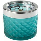 APS Wind Asbak, asbak, gemaakt van verchroomd metaal, mat glas, met bajonetsluiting, Ø 9,5 cm, 8 cm hoogte, lichtblauw