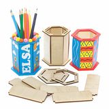 Baker Ross FE522 Zeshoekige Houten Potloodhouder Set - Pak van 3