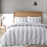 Catherine Lansfield Cove Stripe Omkeerbare Dubbele Dekbedovertrek Set met Kussenslopen Zilvergrijs