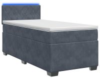 vidaXL Boxspringbed met matras en LED-verlichting, donkergrijs, 90 x 200 cm, fluweel