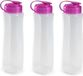 Plasticforte bouteille d'eau - 6 pièces - 1000 ml - transparent avec bouchon rose