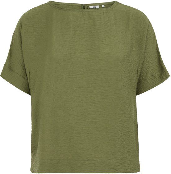 WE Fashion Dames top - Curve - Regular fit - Olijfgroen - Viscose - Plus Size Maat: 44