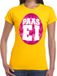 Bellatio Decorations Shoppartners Bv Geel Paas t-shirt met roze paasei - Pasen shirt voor dames - Pasen kleding M