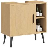 HOMCOM Industrieel badkamermeubel onder wastafel 60x30x59,5cm Eik