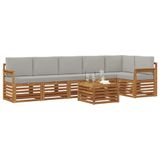 vidaXL Buiten bank set 7 st Natuurlijk en Licht Grijs Polyester