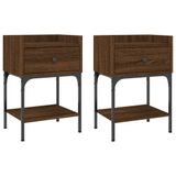 VidaXL Nachtkastjes 2 stuks Eikenhout 40,5x31x60 cm Bruin