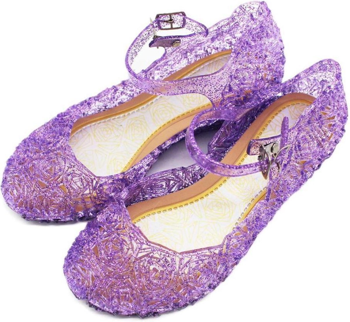 Prinsessendroom Prinsessen glitter schoenen met hak - Paars - Prinsessen - Verkleedschoenen - Frozen - Rapunzel - Doornroosje - Ariel - Assepoester - Elsa - Anna - Jurk - Maat 30 (valt als 28) Binnenzool: 18 cm