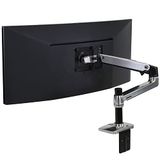 Ergotron - LX Monitorarm, bureausteun voor één monitor - past op platte, gebogen en extra brede computermonitoren tot 34 inch, 3,2-11,3kg, VESA 75x75mm of 100x100mm - Gepolijst aluminium (45-241-026)