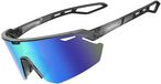 Travelhawk Lunettes de sport - Hommes et Femmes - Lunettes de course - Polarisé - Protection UV 400 - Verres bleus - Noir
