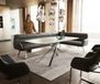 Taya-Flex Banc de salle à manger 285x190 cm microfibre anthracite vintage châssis à patins plat acier inoxydable ressort ensaché à droite