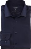 OLYMP 24/7 Level 5 body fit overhemd - twill - marine blauw - Strijkvriendelijk - Boordmaat: 37