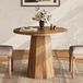 Tribesigns Table à manger ronde, table de cuisine en bois, petite table de cuisine pour 2-4 personnes, avec un plateau en bois et un piètement octogonal, adaptée aux appartements, bureaux, en brun chêne