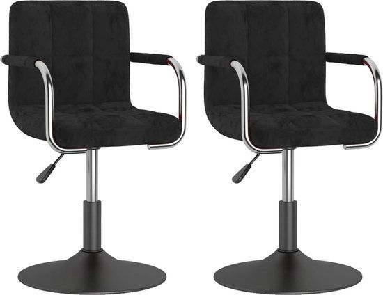 vidaXL Eetkamerstoelen draaibaar fluweel zwart (2 stuks)