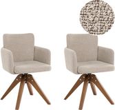 Beliani EVELYN - Eetkamerstoel set van 2 - Beige - Bouclé