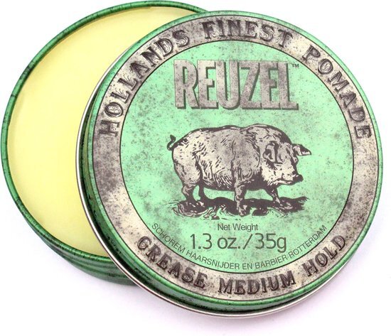 Reuzel Green Grease medium hold by Schorem - 35 gr - Wax Pomade van Schorem Barbiers