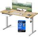 VASAGLE Elektrisch Bureau In Hoogte Verstelbaar, Zit-Staand Bureau, Multicontact, Lade, 60 x 140 cm, Continu Verstelbaar, Geheugenfunctie met 4 Hoogtes, Natuurlijke Eiken Kleur en Wolk Wit