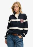 Superdry & Co Superdry Crest Stripe Rugby Top Dames Lange Mouwen Shirts Katoen 100% Maat 14 Eclipse Navy/Ecru