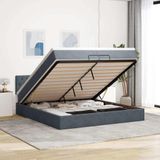 Prolenta Maison Exclusive - Ottoman bedframe met matras, donkergrijs, 200x200 cm, fluweel