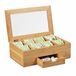 Relaxdays Theedoos Bamboe Kijkvenster 8 Vaks Theezakjeshouder met Lade 11x33x20 cm Natuur