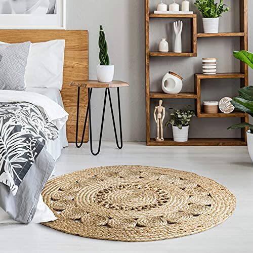 Luxor Living Tapijt Balo van 95% jute en 5% katoen, kleur: natuur, maat: Ø 80 cm