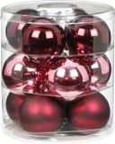 Inge-glas Inge's Christmas Decor Gmbh 36x Berry Kiss mix glazen kerstballen 8 cm glans en mat - Kerstboomversiering mix roze/rood