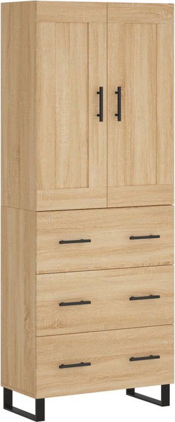 vidaXL Hoge kast 69,5x34x180 cm bewerkt hout sonoma eikenkleurig