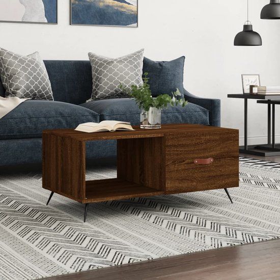 vidaXL Salontafel 90x50x40 cm bewerkt hout bruin eikenkleur
