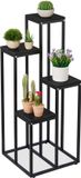 Merkloos Relaxdays plantenstandaard - 4 etages - binnen - staal - 100x40x40 cm - zwart