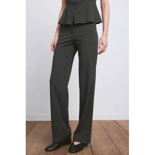 Mango Straight High Waist Broek Antraciet