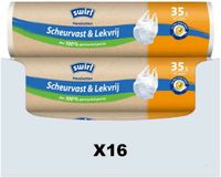 Swirl Vuilniszakken 35 Liter | Handvat | 240 Zakken | Gerecycled HDPE | 25 My | 65x53 cm