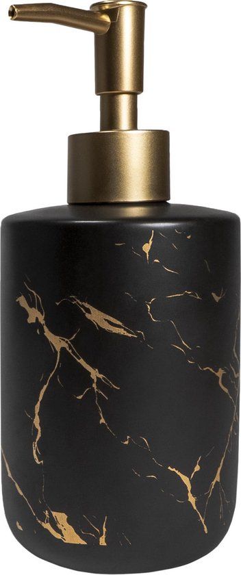QUVIO Zeepdispenser - 400 ml - Zwart met goud