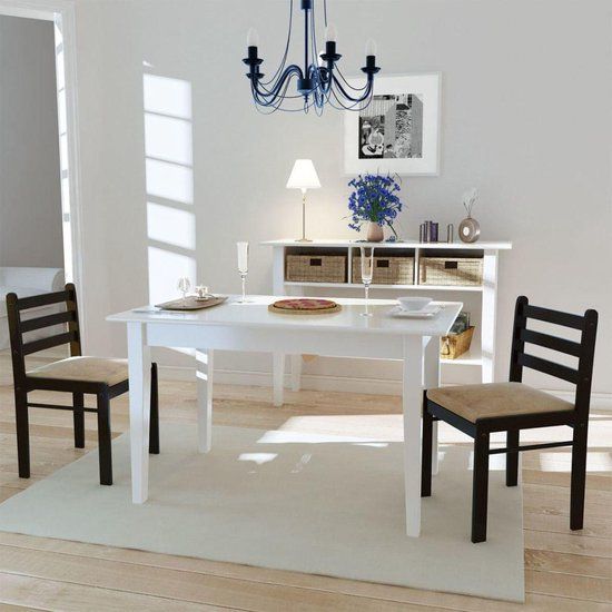 vidaXL Eetkamerstoelen 2 stuks massief rubberwood en fluweel bruin