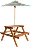 Prolenta Maison Exclusive Kinderpicknicktafel met parasol, 79x90x60 cm, acaciahout
