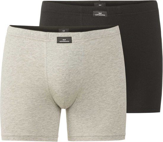 Götzburg Heren 2-Pack Long Boxershorts Basic Zwart & Grijs