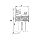 RIEGLER CL 44 M-SR-10 onderhoudseenheid 2-delig "multifix" met metalen container, BG 4, G 3/4, 1 stuk