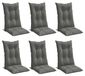 Coussin de siège 6 pièces dossier haut 120x50x7 cm tissu gris foncé