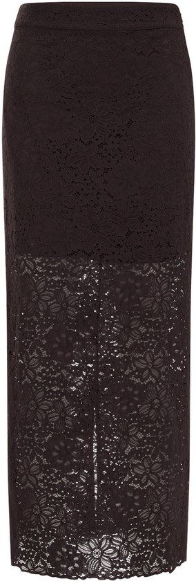 WE Fashion Dames midi rok van kant Dark brown