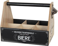 Clayre & Eef Flessenrek met flessen 29x19x20 cm Bruin MDF Ijzer Rechthoek Biere Wijnrek Flessenhouder