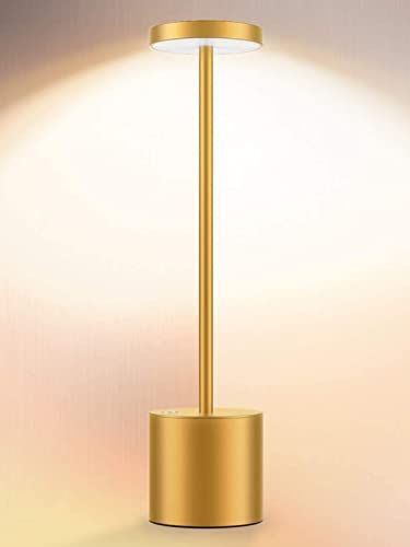 COLTD Oplaadbare Draadloze LED Tafellamp, Draagbare USB Metalen Bureaulamp Batterij Bediend, 2