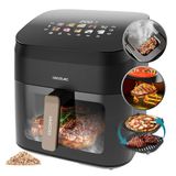 Cecotec Air Fryer Cecofry & Grill Smokin 8500 Grillplaat, 2200 W, dubbele weerstand, geïntegreerde rookoker, temperatuur instelbaar van 40 tot 200 °C, 10 menu's