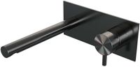 Brauer Gunmetal Edition Inbouw Wastafelmengkraan met Rechte Uitloop en Afdekplaat Model B1 Gunmetal Geborsteld PVD