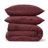 DoubleDry Housse de couette Teddy Fleece - Lits Jumeaux 240x220 cm + 2 Taies d'oreiller - Doux et respectueux de la peau - Bordeaux