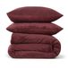 DoubleDry Housse de couette Teddy Fleece - Lits Jumeaux 240x220 cm + 2 Taies d'oreiller - Doux et respectueux de la peau - Bordeaux