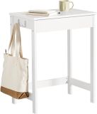 SoBuy FWT43-W Bureau – Compact Wit Computerbureau met Lade & Zijhaken – Kleine Tafel voor Thuiswerk & Kinderkamer 60x40x76cm