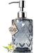 JASAI Diamond Design glazen zeepdispenser met 304 roestvrijstalen zeeppomp, 340 ml keukenzeepdispenser voor badkamer, handzeep, afwasmiddel (grijs)