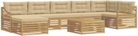 vidaXL - Acacia Bois - Ensemble de salon - 7 places - Blanc et Beige