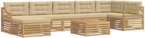vidaXL - Acacia Hout - Bank Loungeset - 7 Zitplaatsen - Wit en Beige